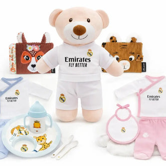 Baby Geschenkset mit Teddybär, Kleidung und Zubehör für Neugeborene – ideales Babygeschenk zur Geburt