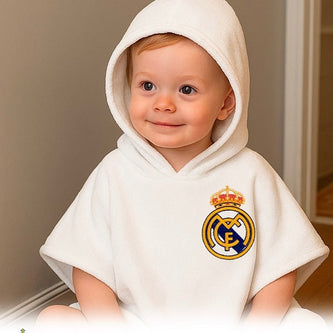Real Madrid Poncho - Handtuch für Kinder – 100% Baumwolle, 60×75 cm - Babylions