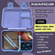 Lila Kinder Brotdose mit 3 auslaufsicheren Fächern, 650 ml Fassungsvermögen und Silikondichtung, gefüllt mit Sandwich, Obst und Snacks für Kindergarten und Schule