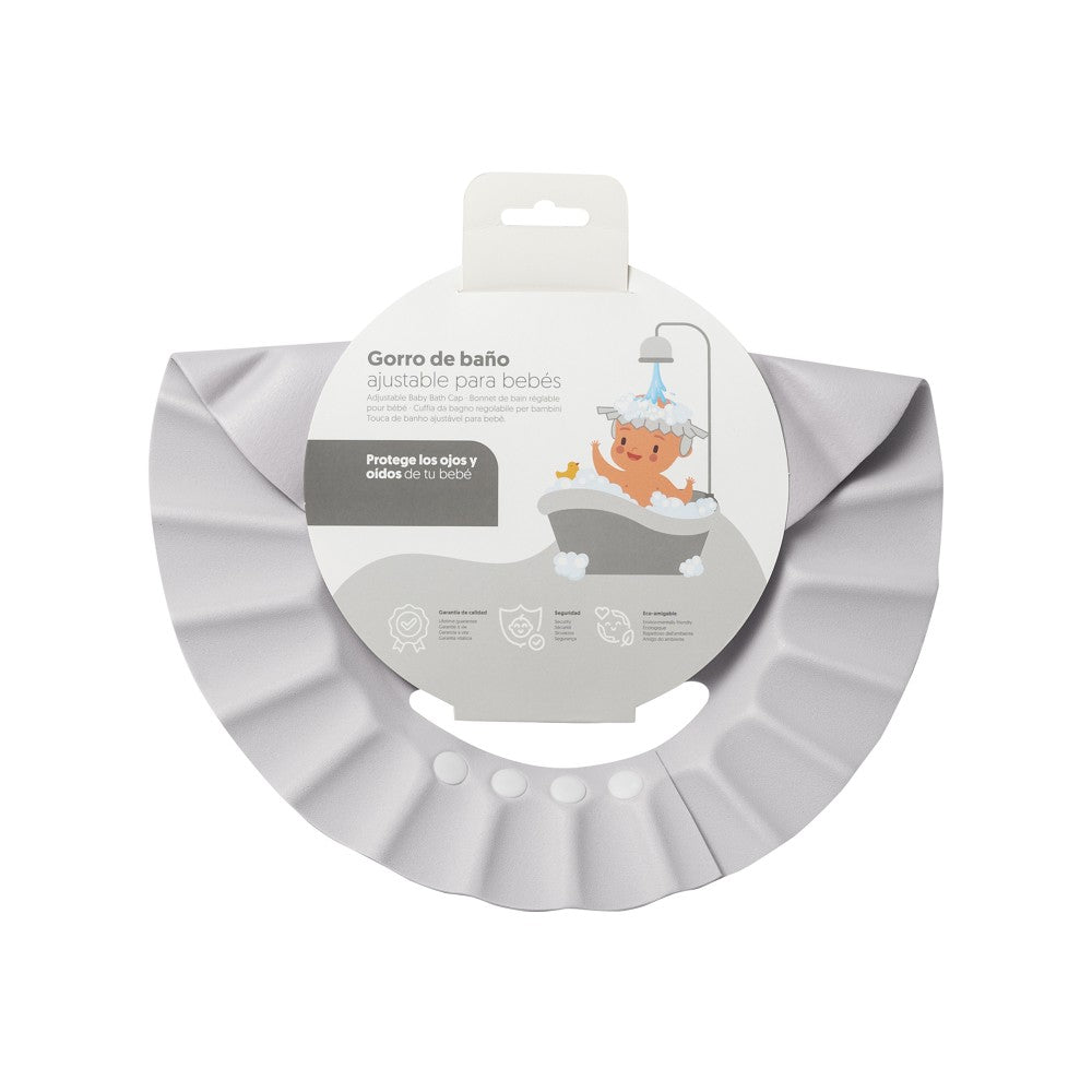 Baby Badekappe verstellbar in Grau – Schutz für Augen und Ohren beim Duschen