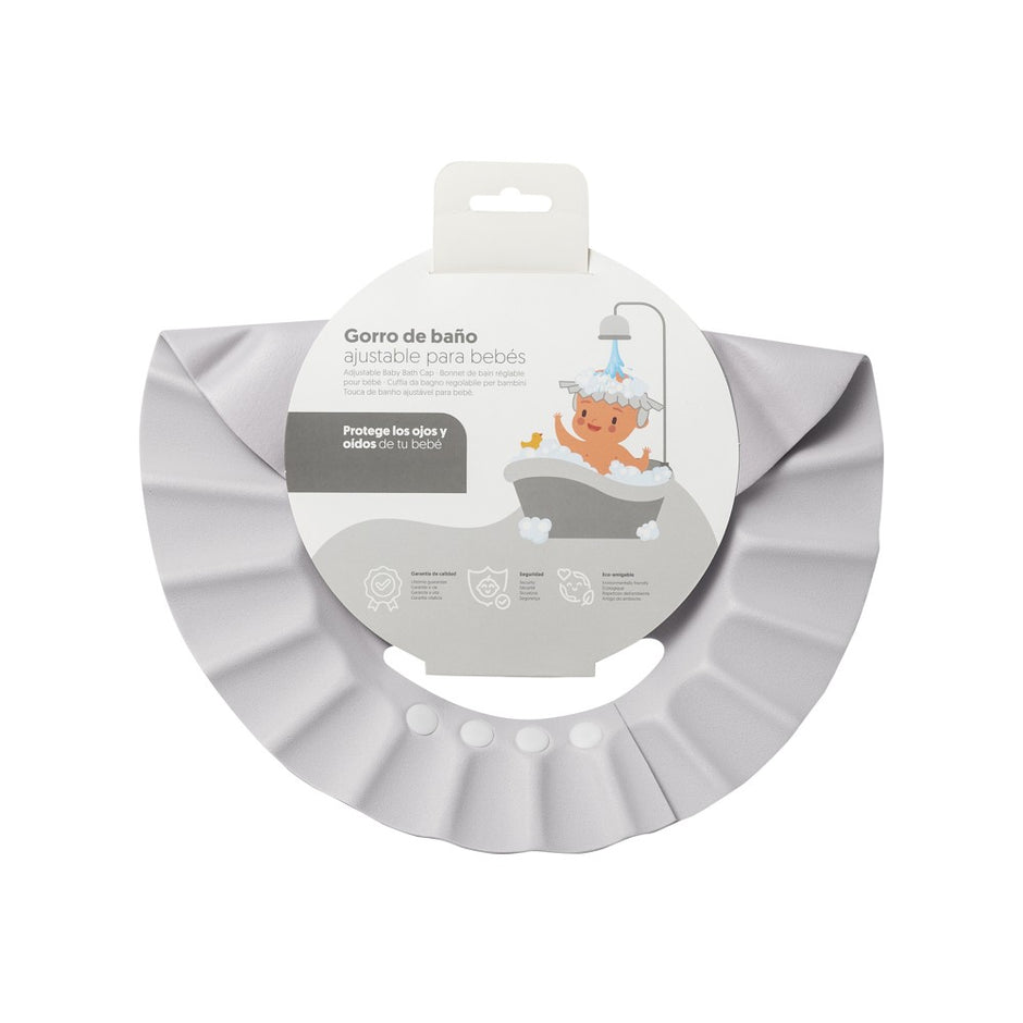 Baby Badekappe verstellbar in Grau – Schutz für Augen und Ohren beim Duschen