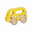 Gelbes Goki Greiffahrzeug Van Ibiza aus Holz – robustes Babyspielzeug zum Greifen, Schieben & Motorik fördern