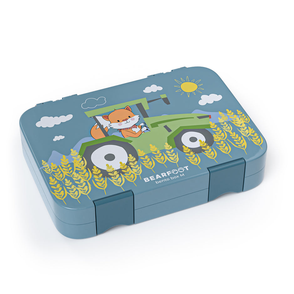 Kinder Brotbox Traktor 1000 ml blau – auslaufsichere Lunchbox mit Fächern für Kindergarten, Schule und unterwegs