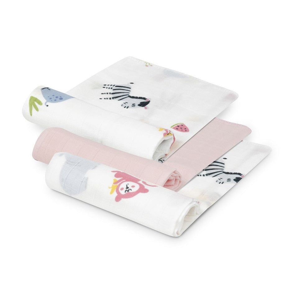 Mulltücher Set aus Bambus und Baumwolle – weiche atmungsaktive Baby Mullpads mit Tiermotiven – BabyLions®