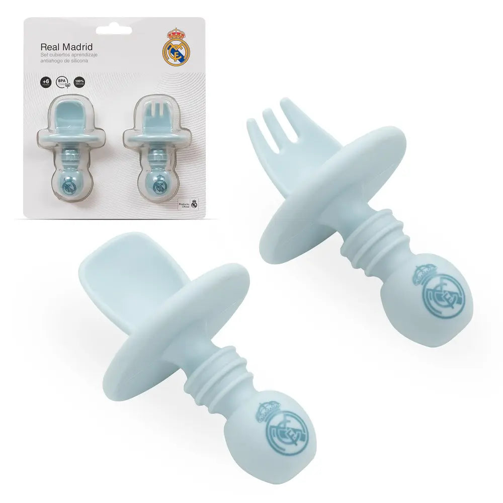 Real Madrid Baby Esslernbesteck blau Set mit Löffel und Gabel in Verpackung