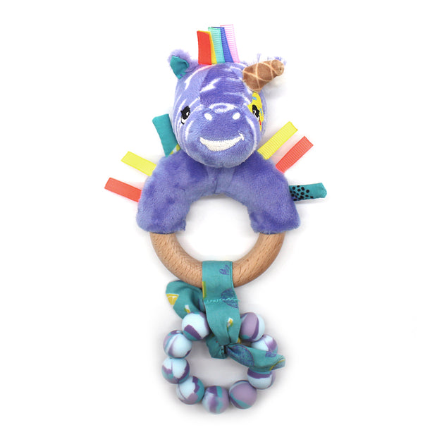 Zebra Beißring mit Holzring und Plüschfigur – Babyspielzeug zur Zahnungshilfe, geeignet ab Geburt