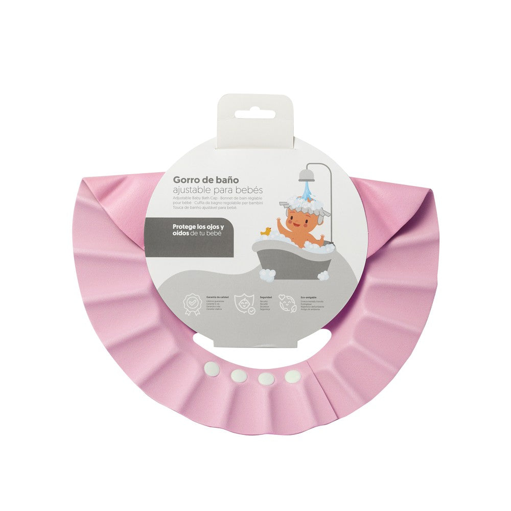 Verstellbarer Baby Badehut in Rosa – schützt Augen und Ohren beim Baden