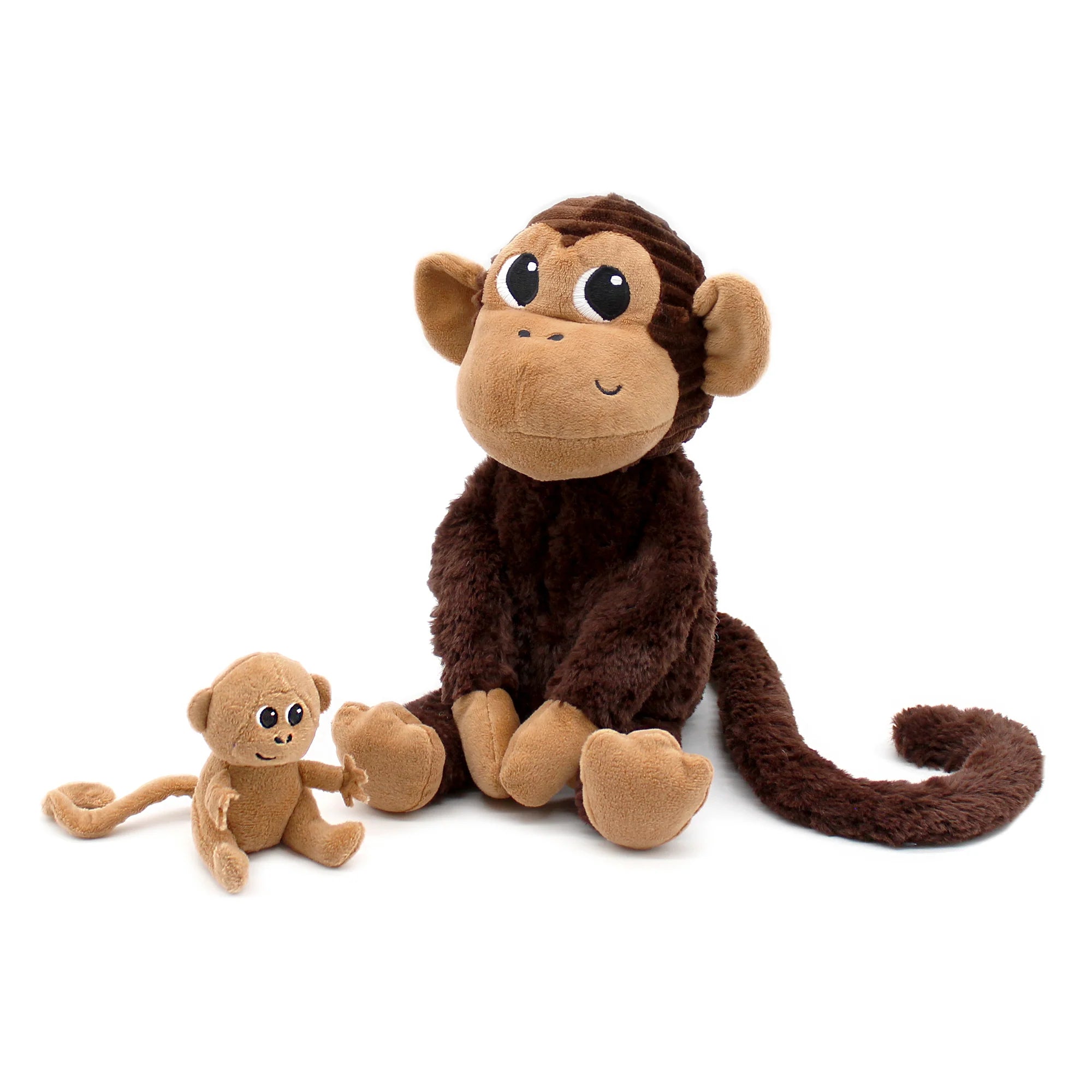 Affenmama mit Baby Affe als kuscheliges Plüschtier Set in Braun und Beige