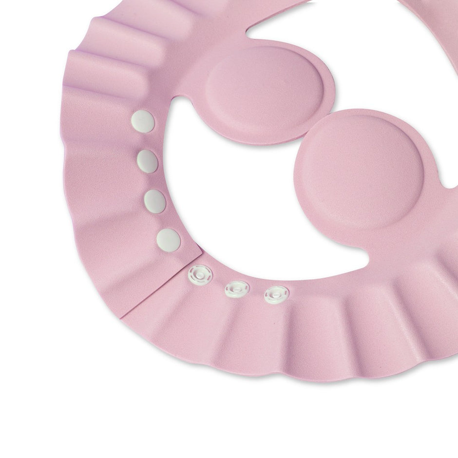 Rosa Baby Duschhaube mit verstellbaren Druckknöpfen zum Schutz der Augen beim Haarewaschen für Babys und Kinder
