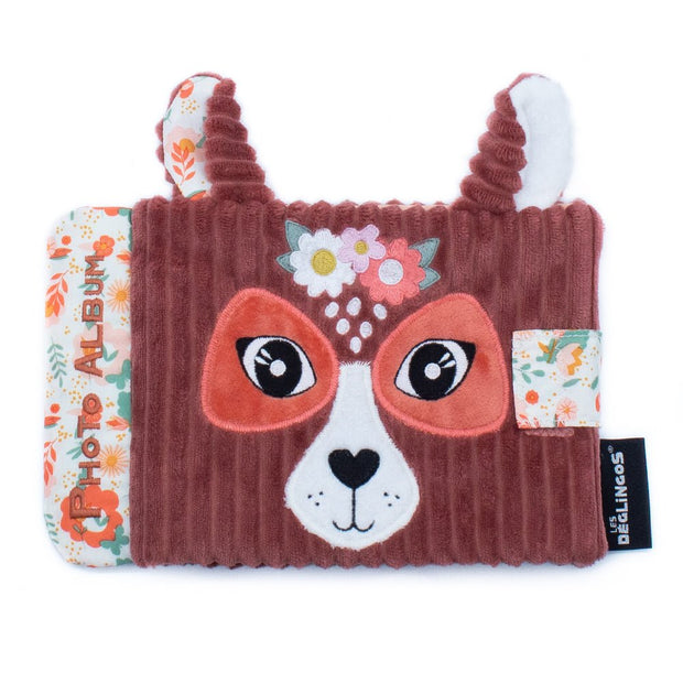 Baby-Fotoalbum Mélimélos – Reh von Les Déglingos – Plüschalbum in Terrakotta/Weiß mit 10 Fototaschen – BabyLions