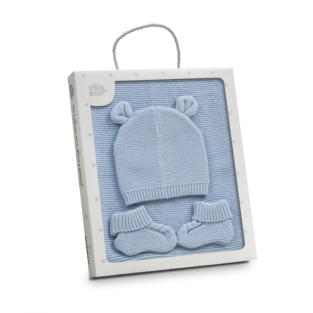 Baby Geschenkset 3 - teilig – Decke, Mütze & Schühchen - Babylions