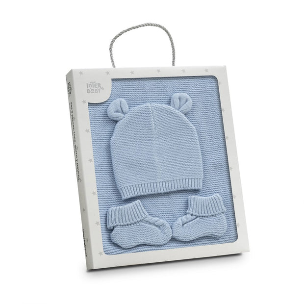 Baby Geschenkset 3 - teilig – Decke, Mütze & Schühchen - Babylions