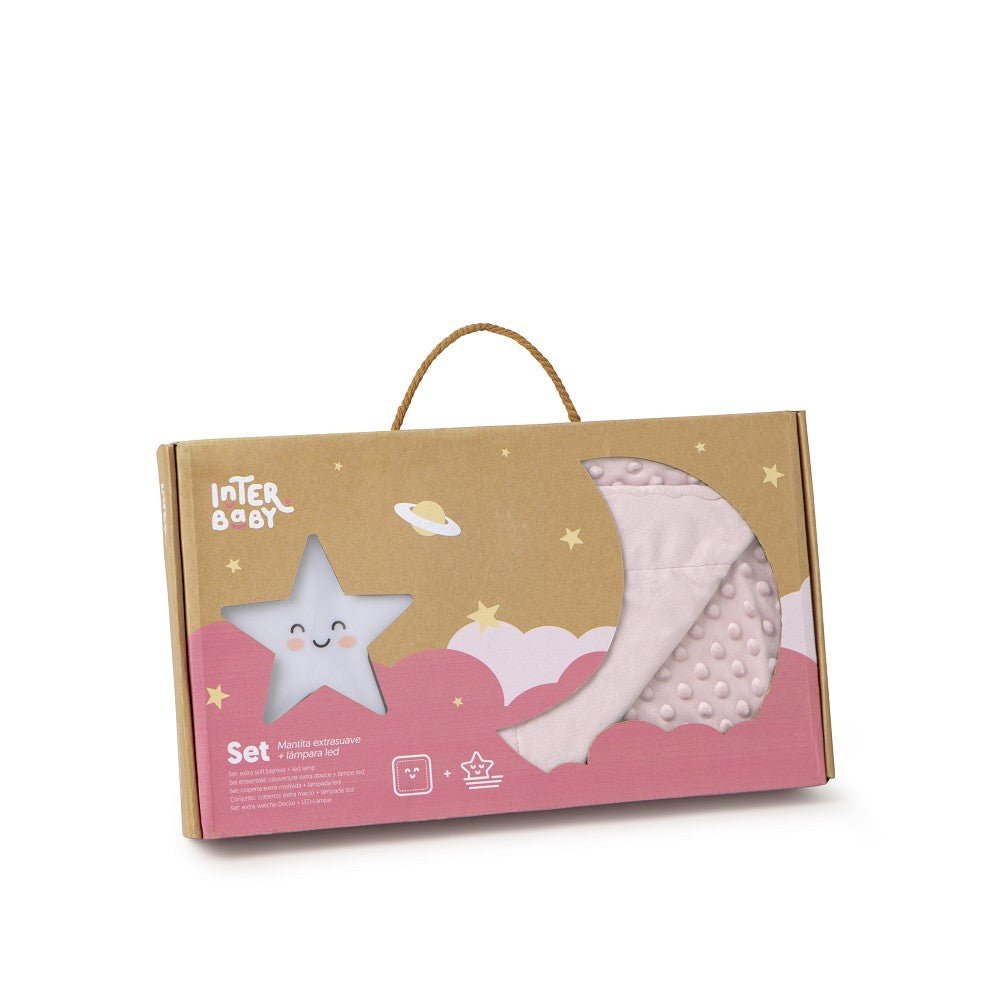 Baby Geschenkset mit weicher Decke & Nachtlicht – in Blau oder Rosa - Babylions