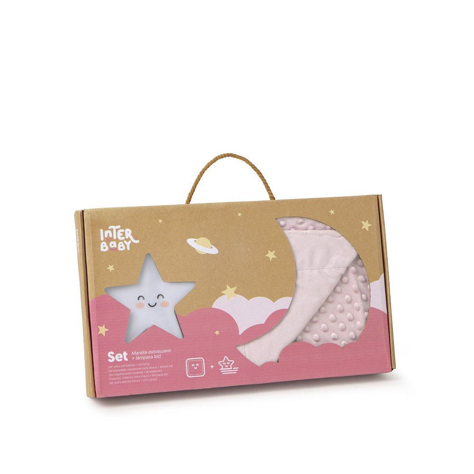 Baby Geschenkset mit weicher Decke & Nachtlicht – in Blau oder Rosa - Babylions