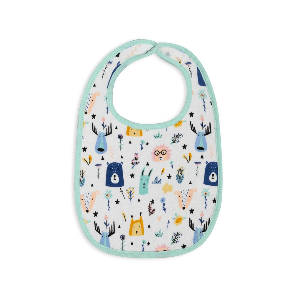 Baby Lätzchen in Türkis mit Tiermuster aus weicher Baumwolle für Neugeborene
