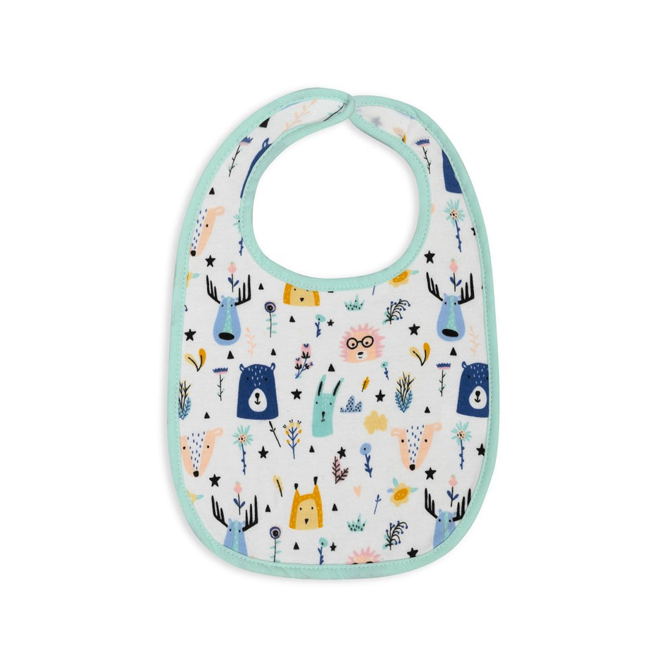 Baby Lätzchen in Türkis mit Tiermuster aus weicher Baumwolle für Neugeborene
