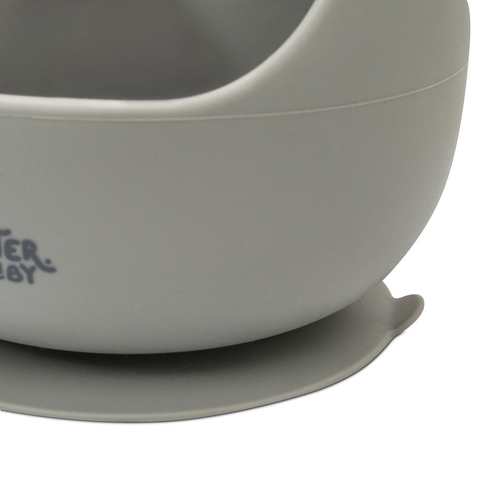 Baby Schüssel mit Saugnapf & Löffel – Grau/Rosa - Babylions