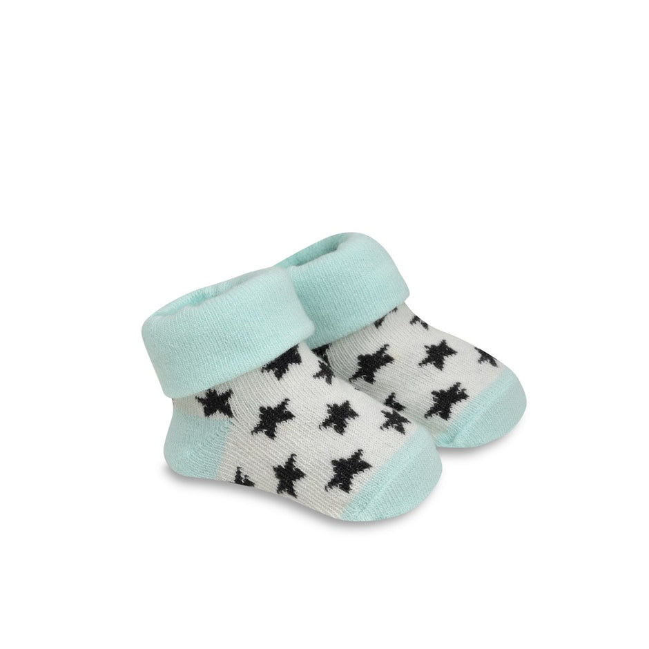 Baby Socken für Neugeborene in Türkis mit Sternmuster aus weicher Baumwolle
