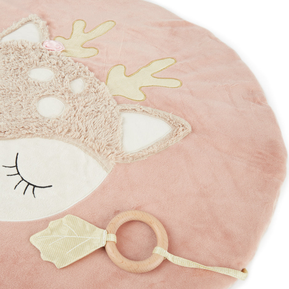 Baby Spieldecke Reh Ella rosa mit integriertem Greifring