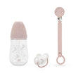 Baby Still- & Trinkset 3-teilig in Rosa – Babyflasche, Schnuller und Schnullerclip