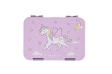 Bearfoot Kinder Brotdose Einhorn lila mit Sternen, Mond und Regenbogenflügeln – auslaufsichere Lunchbox für Kindergarten, Schule und unterwegs