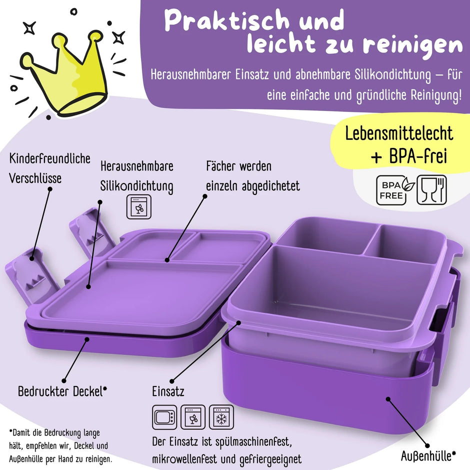 Bearfoot Kinder Brotdose mit Fächern – BPA-frei, lebensmittelecht, herausnehmbarer Einsatz und leicht zu reinigen, ideal für Kindergarten und Schule