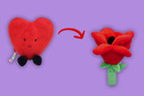 Flipetz 2in1 Kuscheltier Herz wird zur Blume – rotes wandelbares Plüschtier für Kinder und Babys
