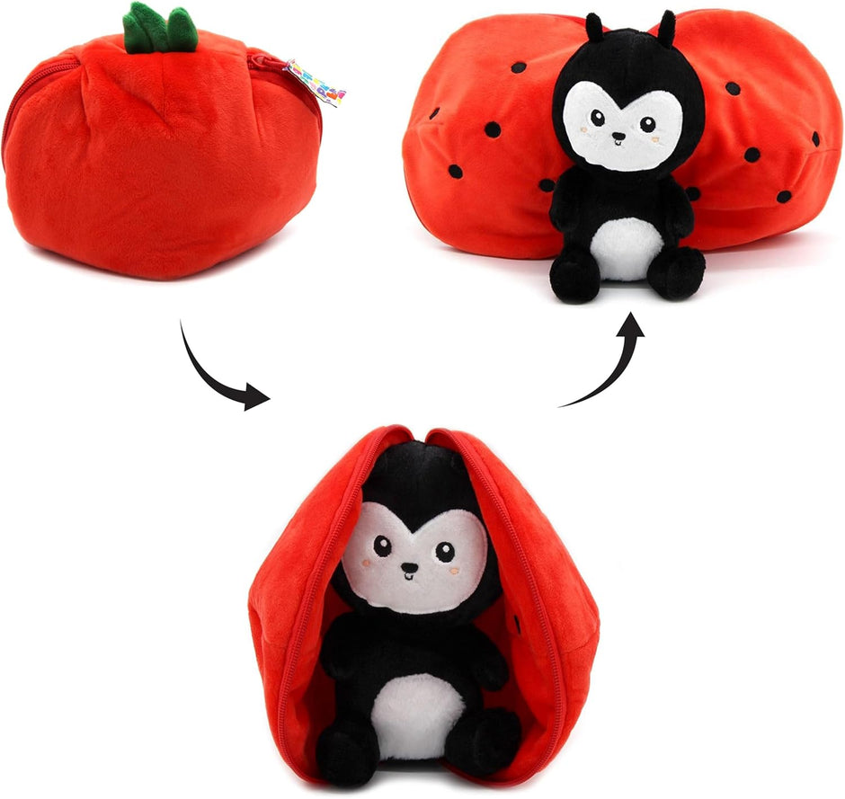 Flipetz – Marienkäfer in Tomate | 2 - in - 1 Plüschfigur - Babylions