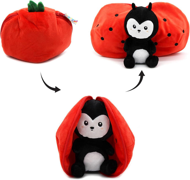Flipetz – Marienkäfer in Tomate | 2 - in - 1 Plüschfigur - Babylions