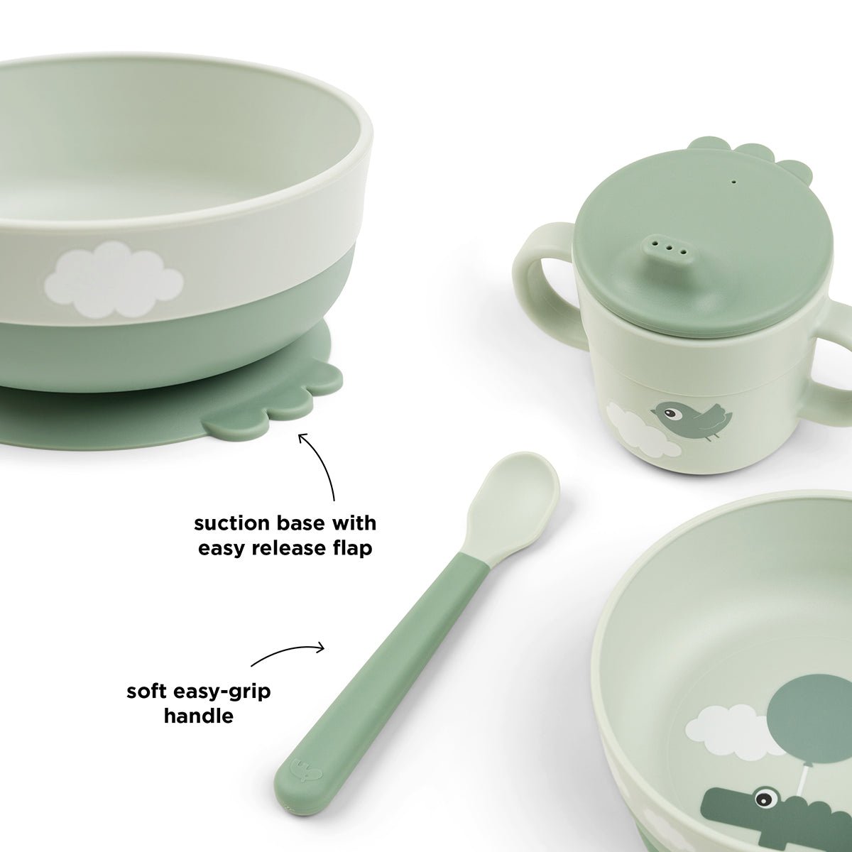 Foodie First Meal Geschirr - Set – Grün & Pink - Babylions