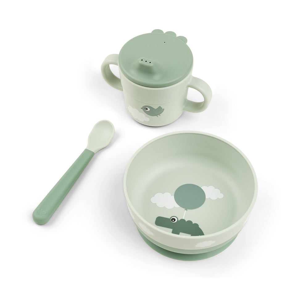 Foodie First Meal Geschirr - Set – Grün & Pink - Babylions