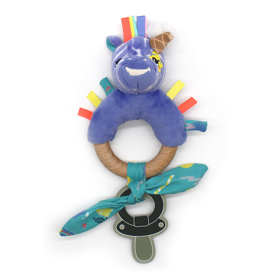 Holz Beißring Zebra für Babys mit Stoffgreifling und Rassel – Greifspielzeug und Zahnungshilfe für Babys