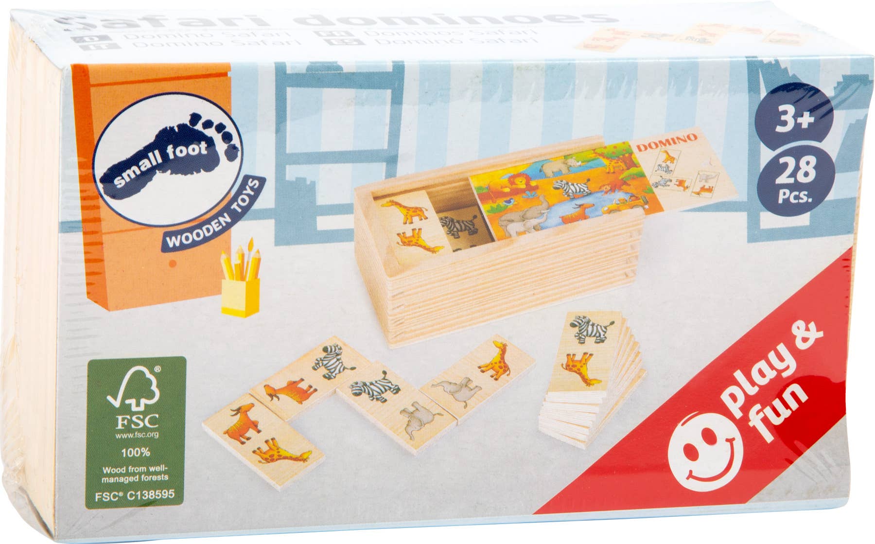 Holz Domino Set für Kinder mit Tiermotiven von Small Foot inklusive Aufbewahrungsbox