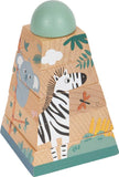Holzspielzeug Stapelspiel Pyramide mit Koala und Zebra Motiv, fördert Motorik und Koordination bei Babys und Kleinkindern