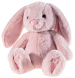 Rosa Kuscheltier Hase mit langen Ohren aus weichem Plüsch, sitzend mit sichtbaren Pfoten, geeignet für Babys und Kleinkinder