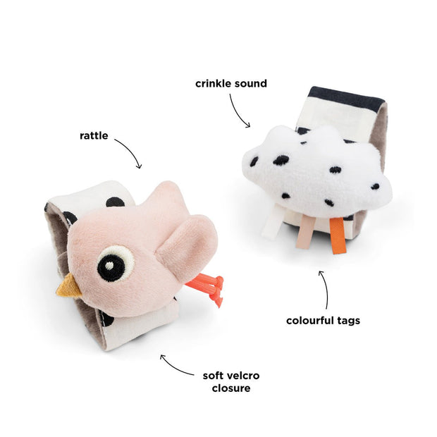 Rasselarmband für Babys – Weiches Handgelenkspielzeug – Rosa oder Blau - Babylions