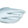 Real Madrid Baby Besteck Set aus Silikon mit Löffel und Gabel auf Babyteller in hellblau BPA frei für Babys und Kleinkinder
