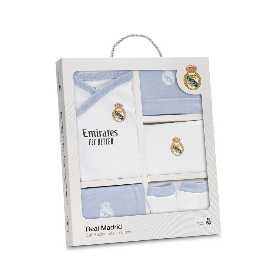 Real Madrid Baby Erstausstattungs - Set 5 - teilig – Blau oder Rosa - Babylions