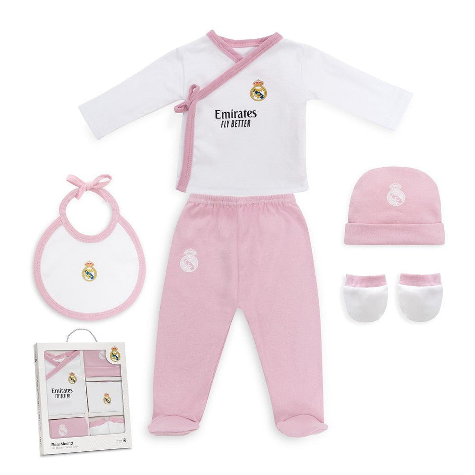 Real Madrid Baby Erstausstattungs - Set 5 - teilig – Blau oder Rosa - Babylions