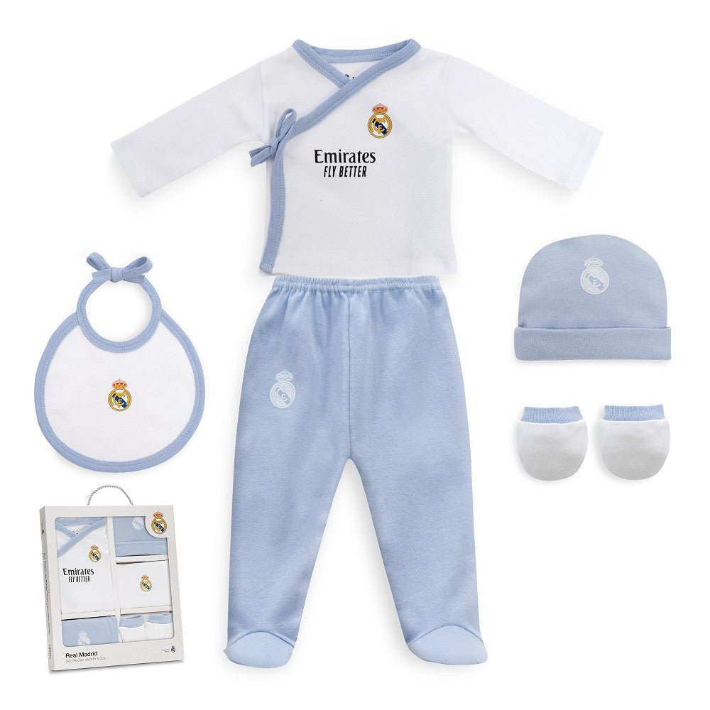 Real Madrid Baby Erstausstattungs - Set 5 - teilig – Blau oder Rosa - Babylions