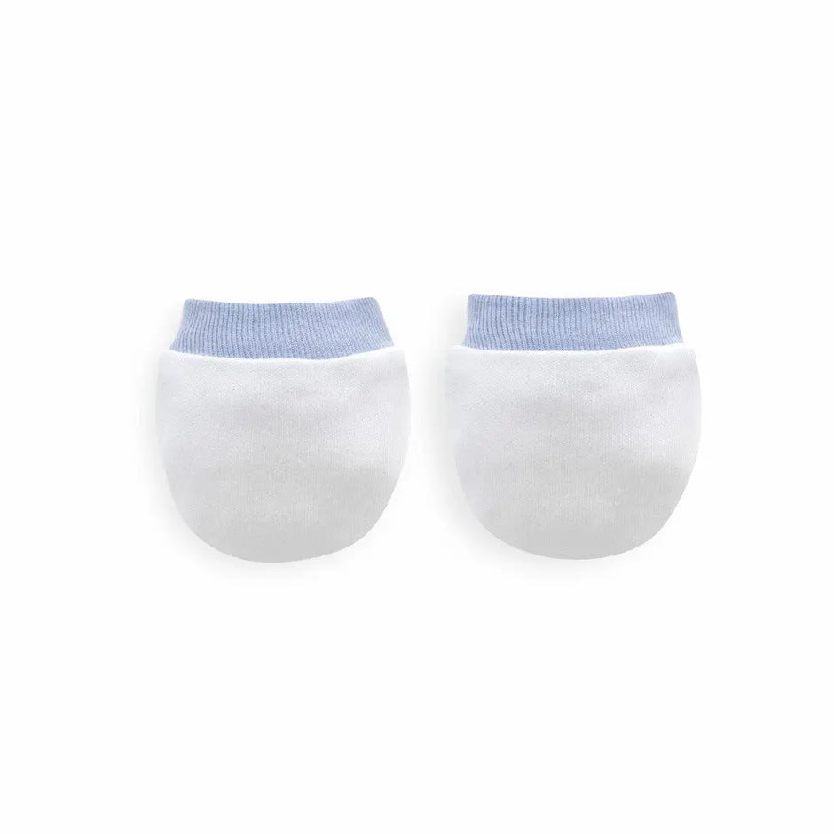 Baby Fäustlinge blau weich mit Bündchen für Neugeborene