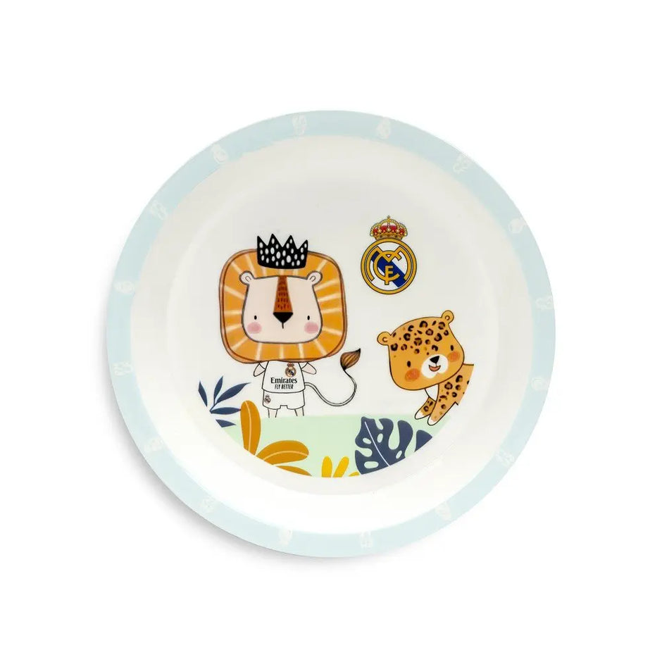 Real Madrid Baby Teller blau mit Löwen Motiv Kinder Geschirr Set