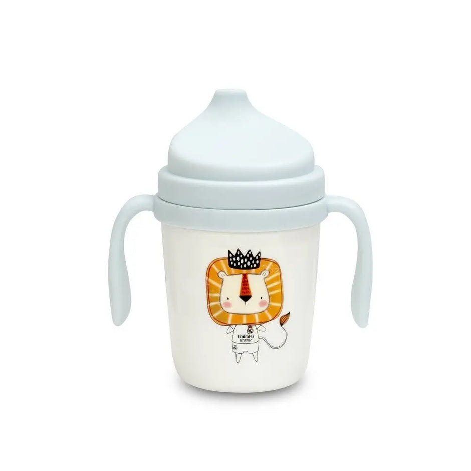 Real Madrid Baby Trinkbecher blau mit Griffen Löwe Motiv Kinder Becher