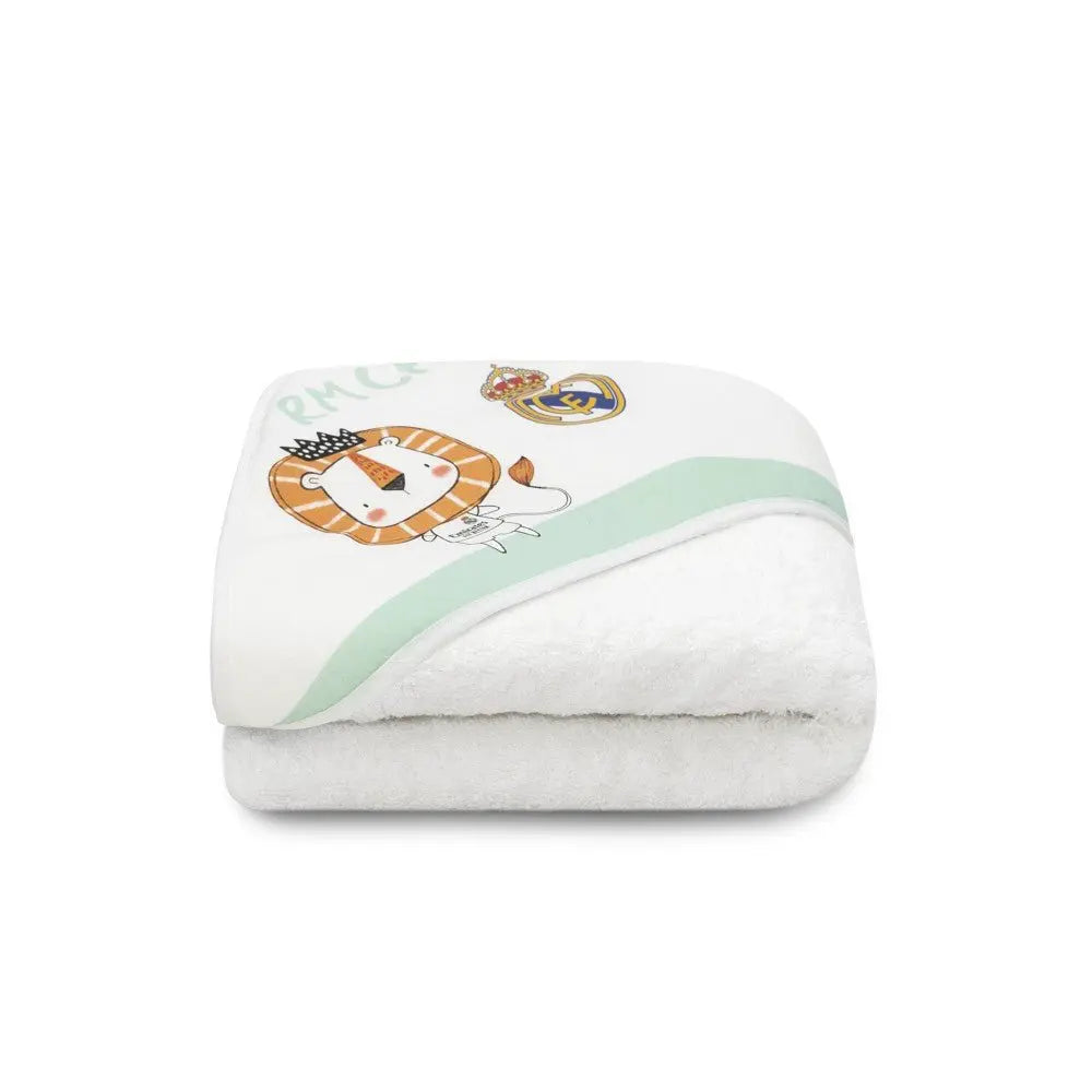 Real Madrid Baby Kapuzenhandtuch Löwe gefaltet weich Baumwolle