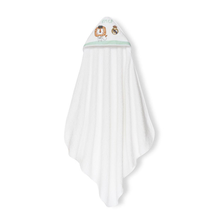 Real Madrid Baby Kapuzenhandtuch Löwe– 100% Baumwolle, 100×100 cm - Babylions