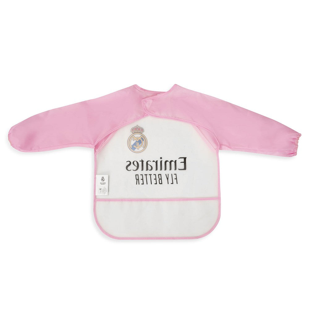 Real Madrid Baby Langarm-Lätzchen rosa – wasserdichtes Ärmellätzchen für Babys und Kleinkinder