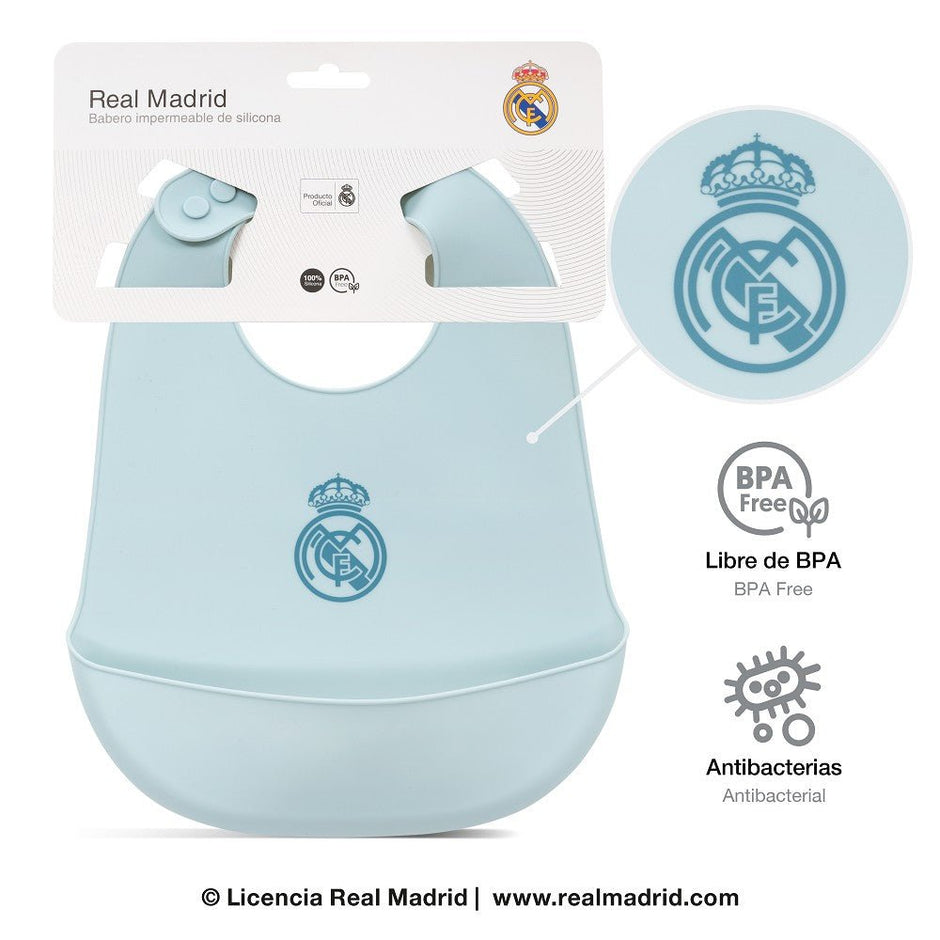Real Madrid Baby Lätzchen aus Silikon – Rosa oder Blau, BPA - frei - Babylions