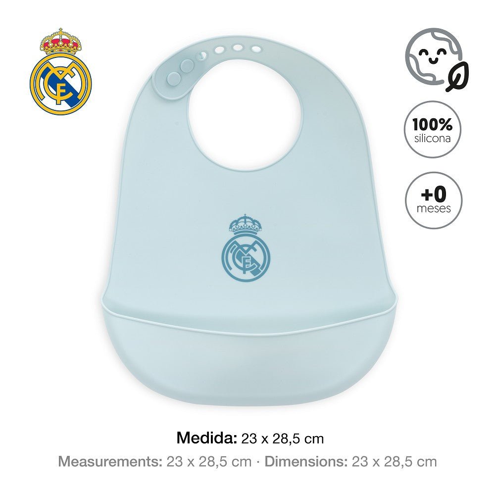 Real Madrid Baby Lätzchen aus Silikon – Rosa oder Blau, BPA - frei - Babylions