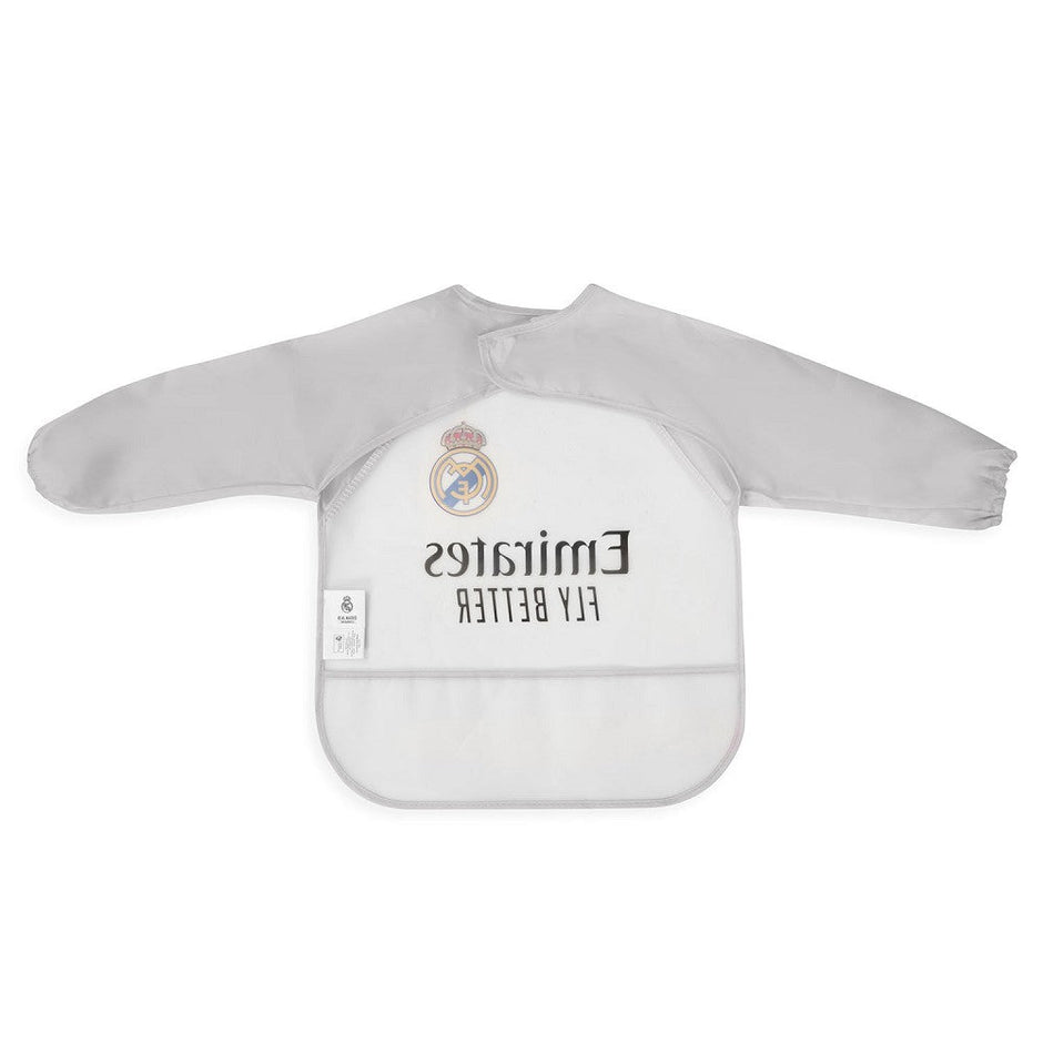Real Madrid Baby Lätzchen mit Ärmeln – Grau, wasserdicht - Babylions