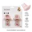 Baby Lernbesteck Silikon rosa Real Madrid Set BPA frei mit Anti Ersticking Ring Löffel und Gabel für Kleinkinder